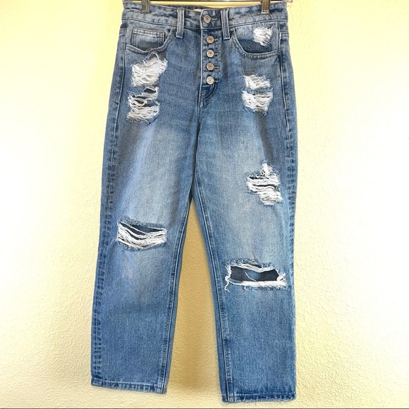 Vervet Women's High Rise Distressed Straight Denim Jeans. Sz 26 - Picture 3 of 15